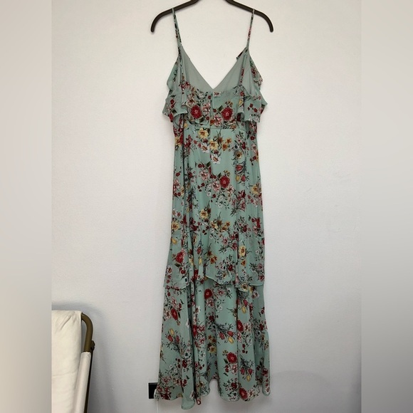 Lulu’s Mint Green Floral Sleeveless Maxi Dress L EUC​​ - Picture 4 of 8